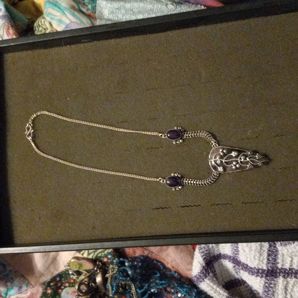 925 sterling silver plated Amethyst necklace